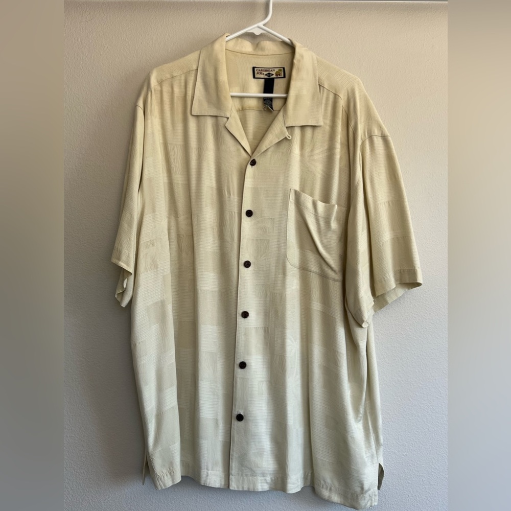 CARIBBEAN JOE 55% SILK CREAM BUTTON DOWN
